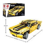 Kép 3/6 - QMAN® 54006 | technic-kompatibilis távirányítós építőjáték | 501 db építőkocka | Sárga klasszikus sportautó (app + controller)