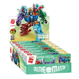 QMAN® 1414 | készségfejlesztő építőjáték | 553 db építőkocka | 6 az 1-ben Sura Mecha a dinoszaurusz transformer