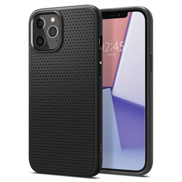 Apple iPhone 12/12 Pro Spigen liquid air prémium hátlap tok (Fekete)